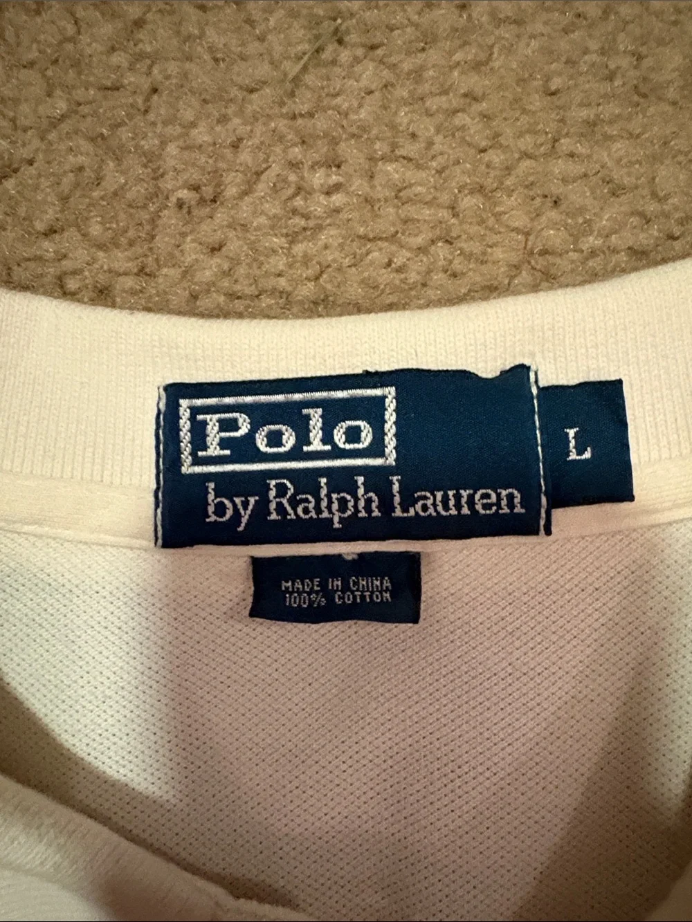 Polo by Ralph Lauren Men's Eggshell Classic Pique Polo Shirt L